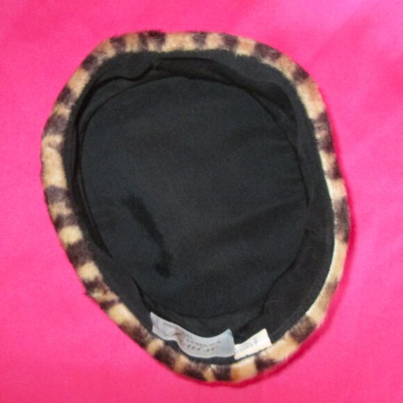 1950s vintage leopard pillbox hat jackie o 1960s pin up faux fur - Picture 4 of 4